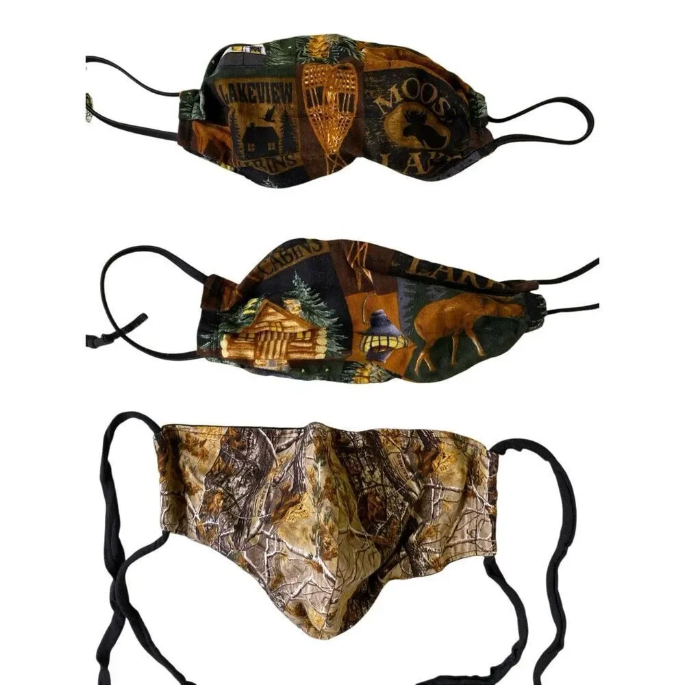 Handmade Fabric Face Masks Hunting Cabin BBQ Reusable Lot Of 7 Work Workwear